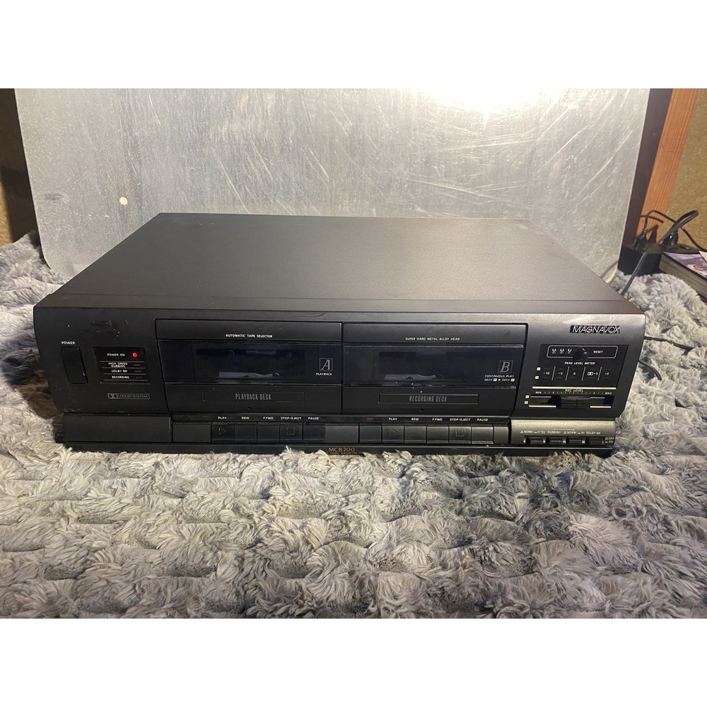 Magnavox MCB200 BK01 Dual Stereo Cassette Deck Dolby Parts Only Powers On